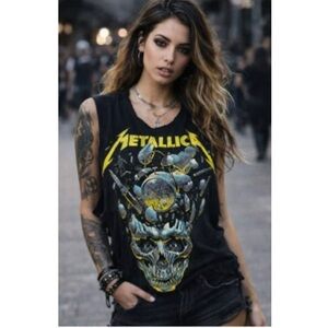 Metallica Official Concert T-Shirt Graphic Grunge 2025 Tour Redone Tank Top S